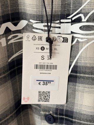 Camisa cuadros Bershka beige y gris