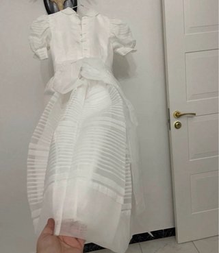 Vestido de comunión gasa niña jaretas