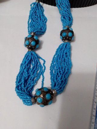 Collana multifilo turchese con perle