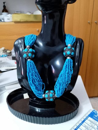 Collana multifilo turchese con perle