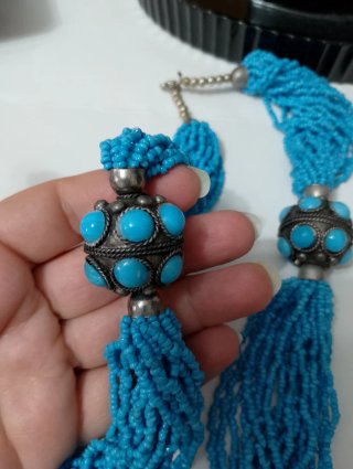 Collana multifilo turchese con perle