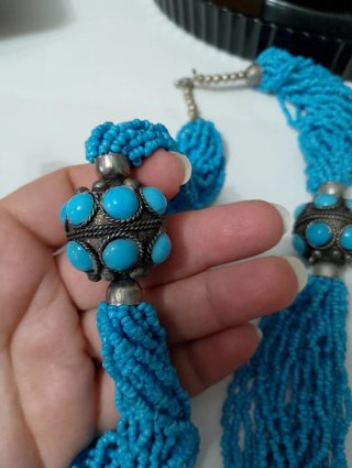 Collana multifilo turchese con perle