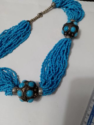 Collana multifilo turchese con perle