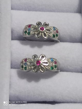 Pendientes plata baño flor circonitas
