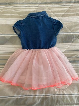 Abito Brums bambina in denim e tulle blu/rosa 18ms