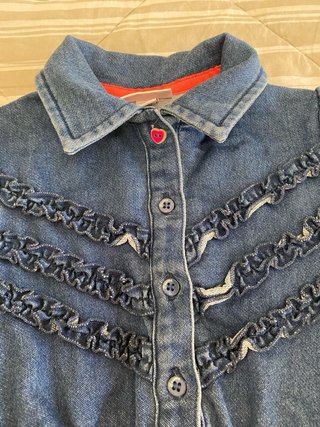 Abito Brums bambina in denim e tulle blu/rosa 18ms