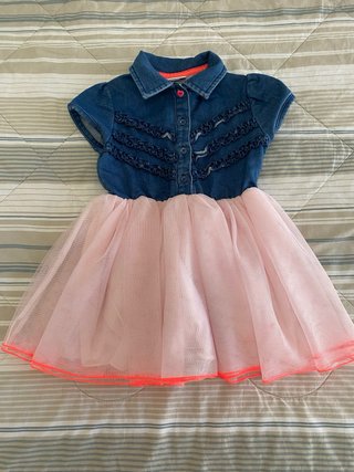 Abito Brums bambina in denim e tulle blu/rosa 18ms