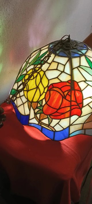 Lampadario Tiffany Vetro Multicolore Vintage