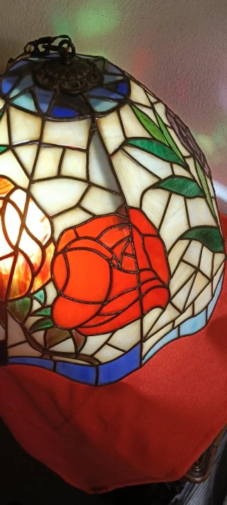 Lampadario Tiffany Vetro Multicolore Vintage