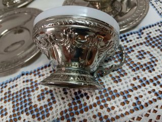 Juego de 6 tazas y platillos café