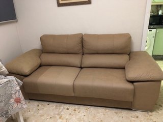 Sofá modular beige de piel
