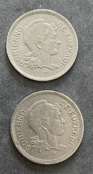 4 Monedas 1 Peseta 1937 Euzkadi