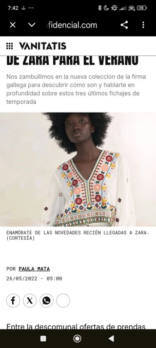 Blusa Zara bordada talla única