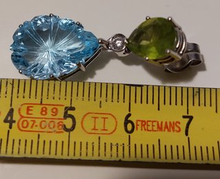Pendientes Oro Blanco 18k Diamantes, aguamarina y