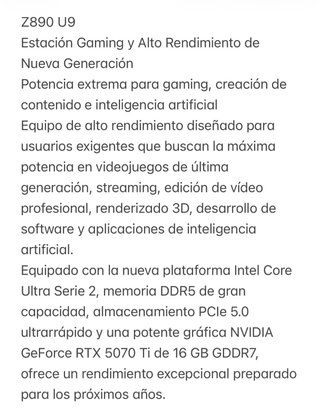 Ordenador. PC Gaming Premium Intel Core Ultra 7 +