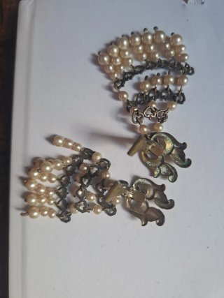 Orecchini vintage pendenti perle dorati