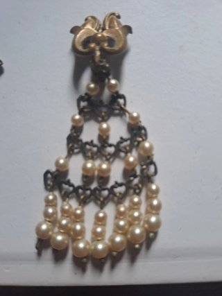 Orecchini vintage pendenti perle dorati