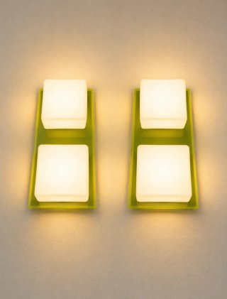 2 candeeiros de parede vintage verde/amarelo