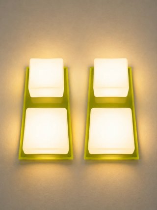 2 candeeiros de parede vintage verde/amarelo