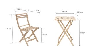 Conjunto mesa y 2 sillas madera balcón