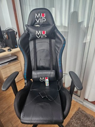 SILLA GAMING MU VIP NEGRA CON LUZ Y MANDO