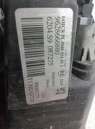 22950567 faro izquierdo 6204s9 peugeot 206 1.4 hdi