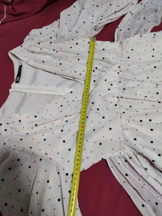 Vestido Zara Beige Lunares Negros