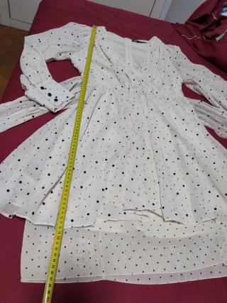 Vestido Zara Beige Lunares Negros