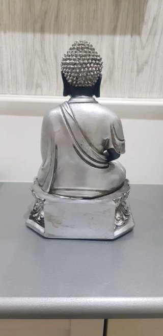 Figura Buda Sentado Plata y Negro