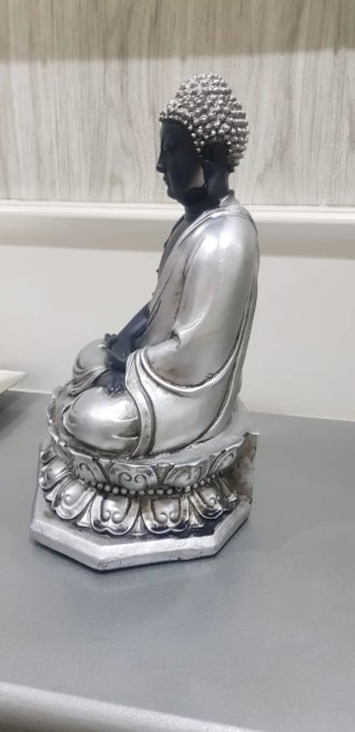 Figura Buda Sentado Plata y Negro