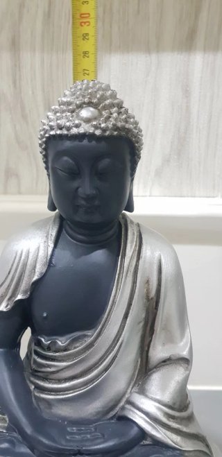 Figura Buda Sentado Plata y Negro