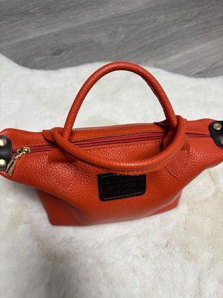 Bolso de piel 100% color naranja