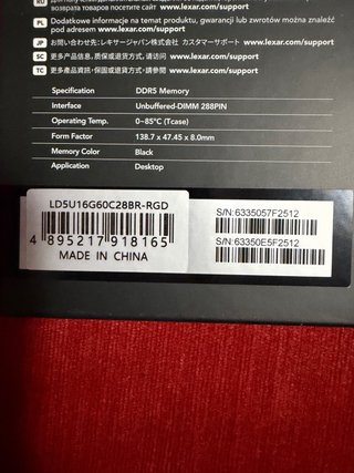 Lexar Kit RAM RGB DDR5 da 32 GB (2 x 16 GB)