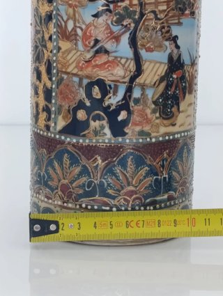 Jarrón Cerámica China Vintage Pintado a Mano