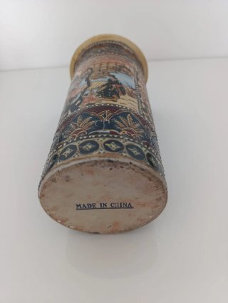 Jarrón Cerámica China Vintage Pintado a Mano