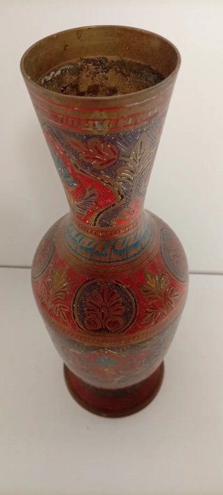 JARRÓN DE LATON GRABADO DE ESTILO INDIO