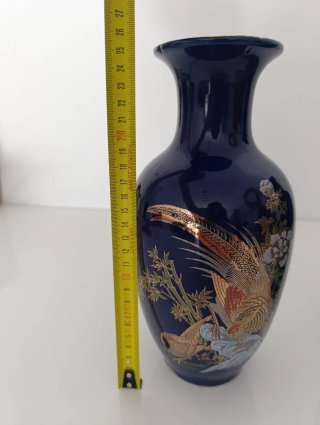 Pareja de Jarrones Azules con Diseño de Aves