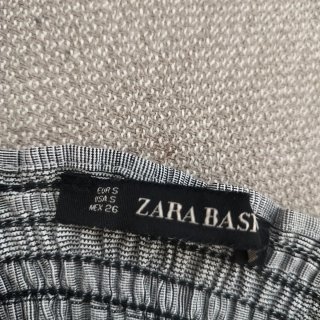 Top crop ZARA quadri bianco nero S