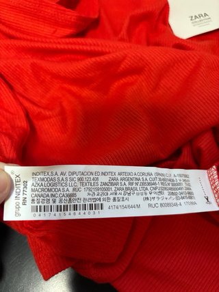 Top Zara canalé rojo Talla L