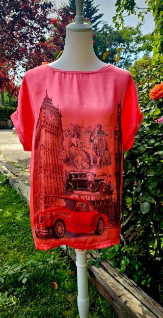 Top estampado Londres coches vintage