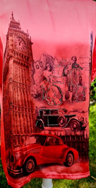 Top estampado Londres coches vintage