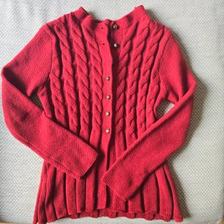 Chaqueta de punto roja botones talla M