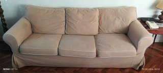 Sofá beige de tela