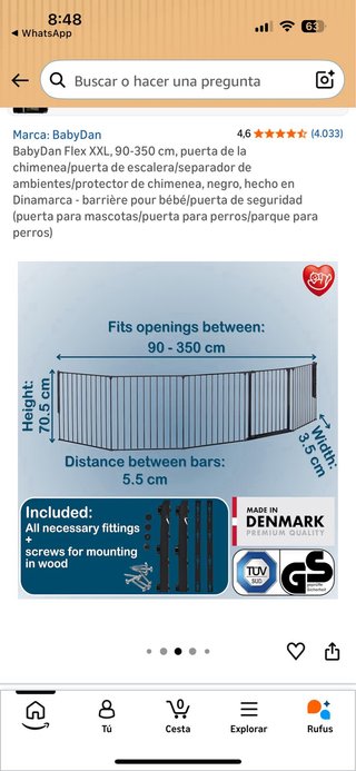 Barrera de seguridad BabyDan Flex XXL