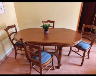 Mesa comedor y sillas madera maciza