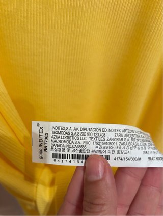 Top Zara canalé amarillo talla S nuevo