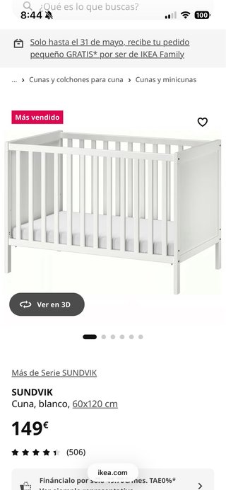 Cuna Sundvik IKEA blanca