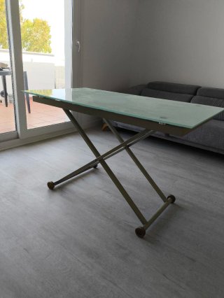 Mesa de centro elevable cristal y metal