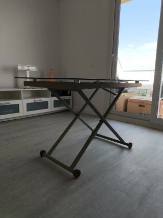 Mesa de centro elevable cristal y metal