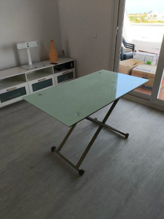 Mesa de centro elevable cristal y metal